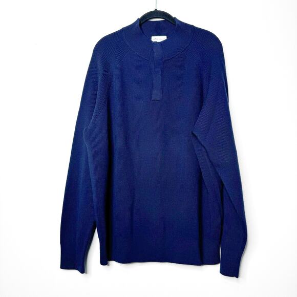 Peter Millar Crown Crafted Merino Wool Rib Mock Neck Magnetic Placket Sweater M - Picture 2 of 7